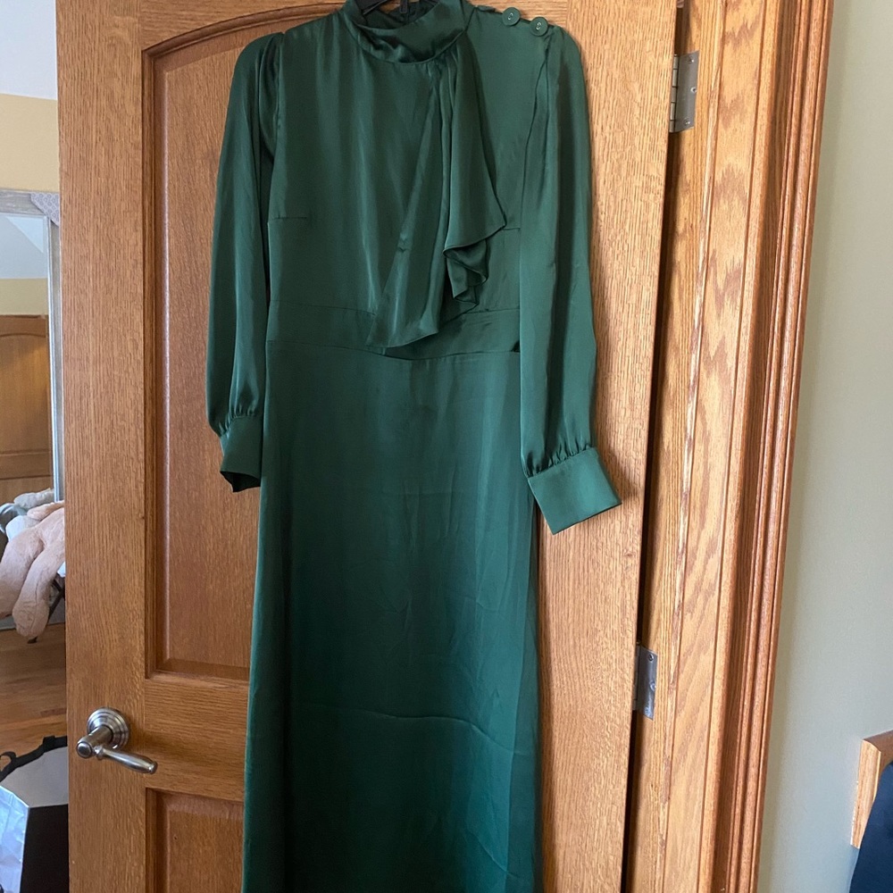 SATIN GREEN DRESS - Picture 4 of 5